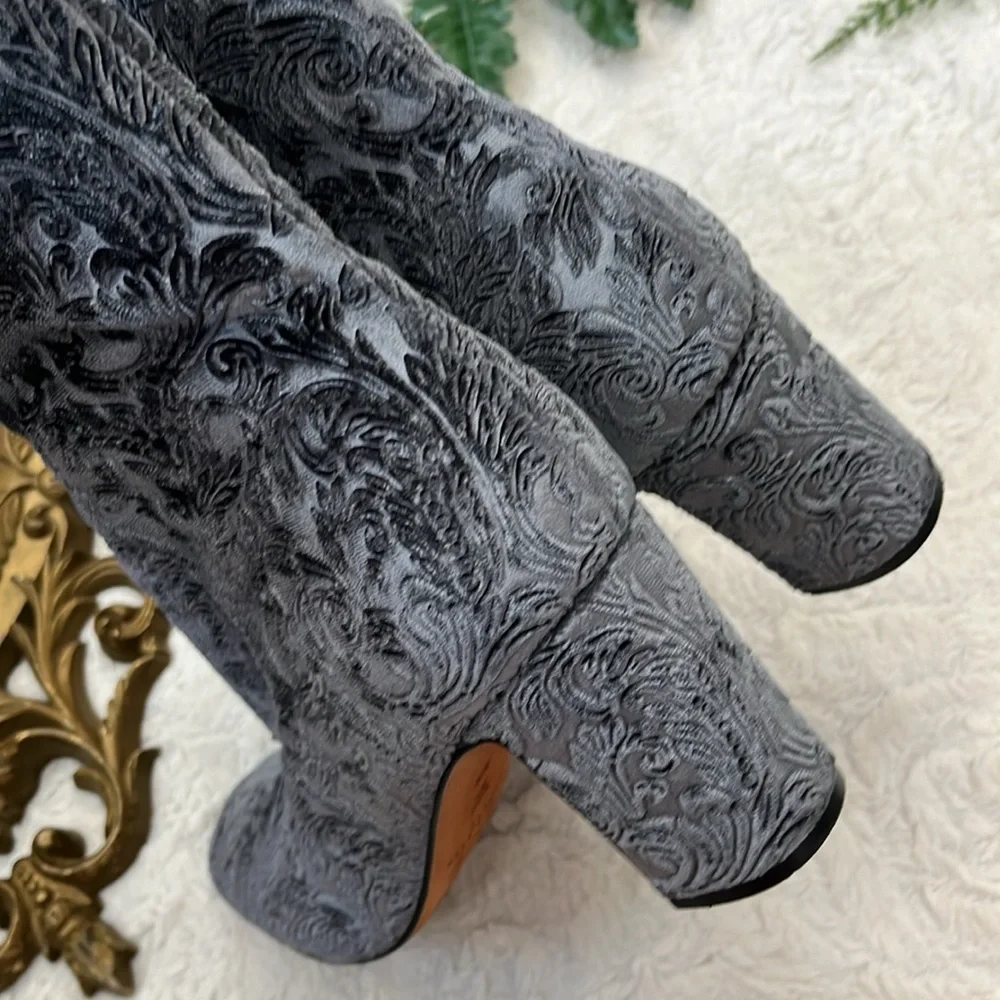 Marc Fisher Paisley Gray Velour Booties